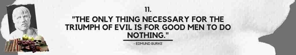 "The only thing necessary for the triumph of evil is for good men to do nothing." - Edmund Burke