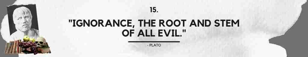 "Ignorance, the root and stem of all evil." - Plato
