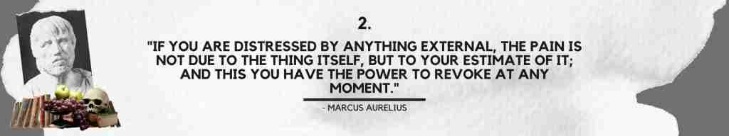 "If you are distressed by anything external, the pain is not due to the thing itself, but to your estimate of it; and this you have the power to revoke at any moment." - Marcus Aurelius